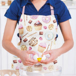 Donut Cupcake Watercolor Sweet Tasty Girly Pattern Apron<br><div class="desc">This modern design features tasty watercolor donuts with your personalized name #kitchen #baking #cooking #gift #gifts #donuts #donut #cupcake #cupcakes #sweet #tasty #apron #aprons #giftsforher #personalized #personalizedgifts</div>