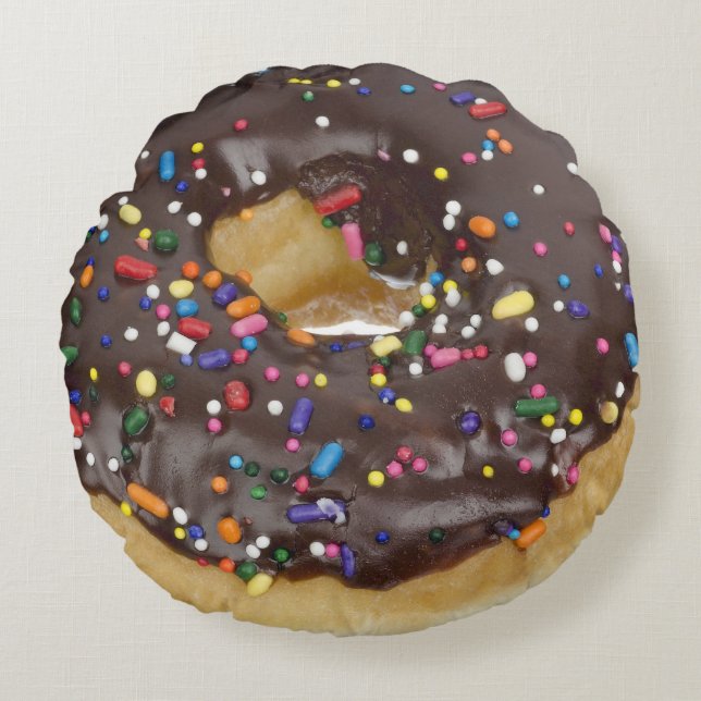 Donut cute funny foodie lover chocolate sprinkles round pillow (Front)