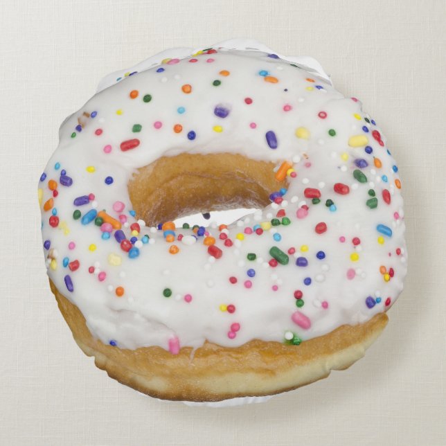 Donut cute funny foodie sweet cake lover sprinkles round pillow (Back)