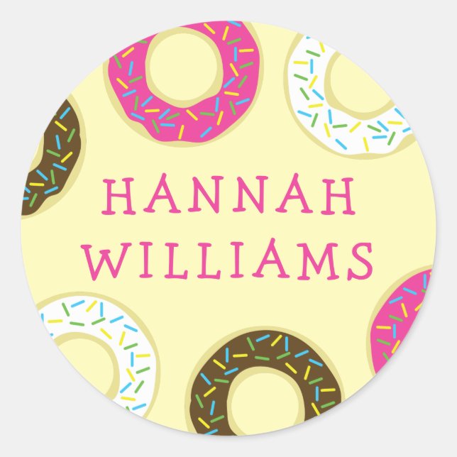 Donut Cute Kid Name Envelope Seal Donut Sticker (Front)