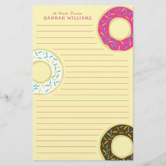 Donut Cute Kid's Doughnuts Stationery (Front)