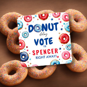 Donut Delay: Vote" Election colorful blue & red Square Sticker