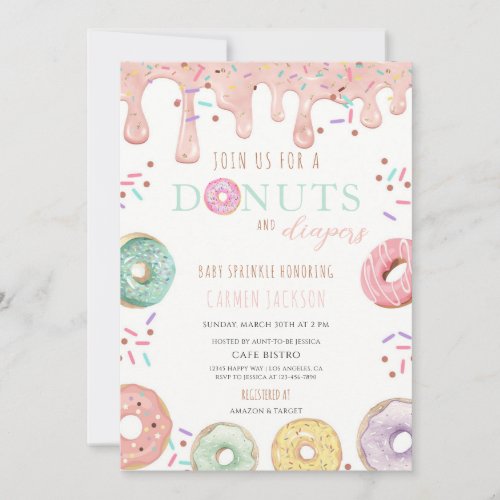 Donut & Diaper Baby Sprinkle Shower Invitation