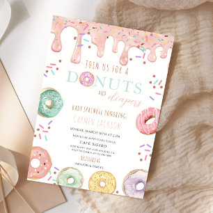 Donut & Diaper Baby Sprinkle Shower Invitation