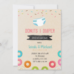 Donut diaper shower party invitation