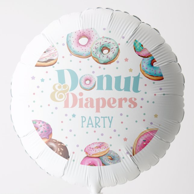 Donut & Diapers Baby Shower Ballons Balloon (Front)