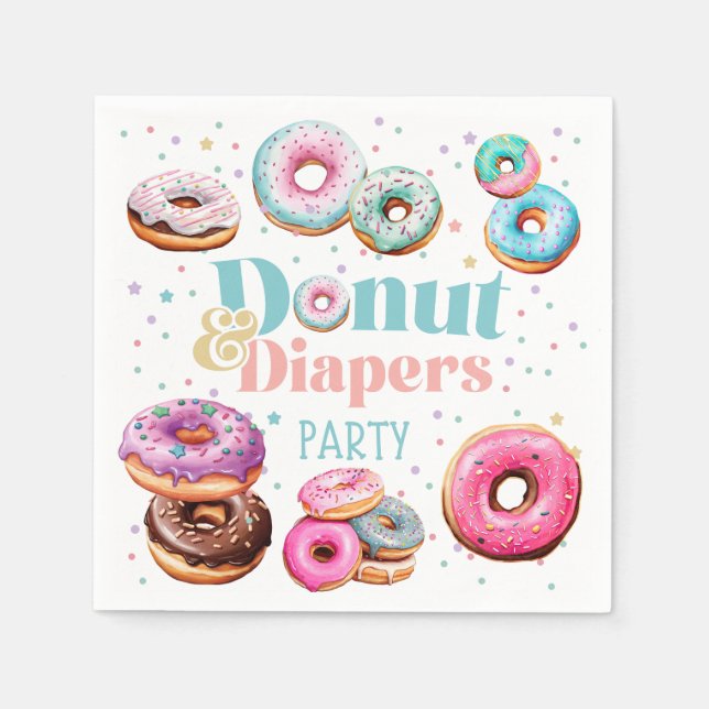 Donut & Diapers Baby shower Party Napkins (Front)