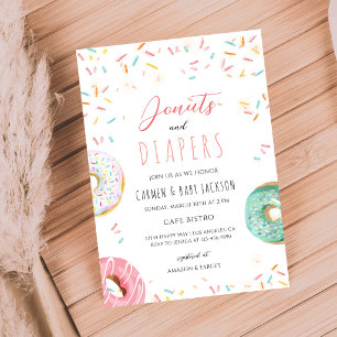Donut Diapers Coed Baby Shower Sprinkle Invitation