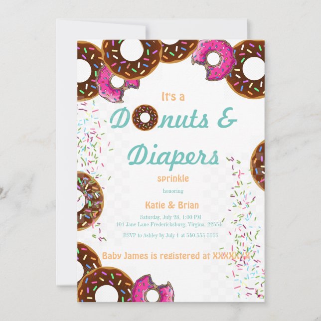 Donut & Diapers Invitations (Front)