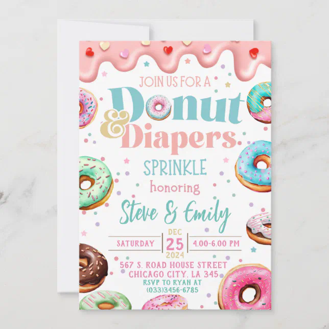 Donut &amp; Diapers Sprinkle Baby Shower Template | Zazzle