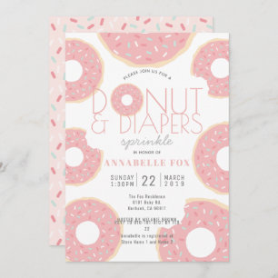 Donut & Diapers Sprinkle Pink Baby Shower Invitation