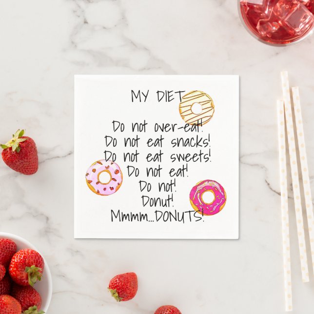 Donut Diet Funny Humorous Doughnut Snack Food Napkins (Insitu)