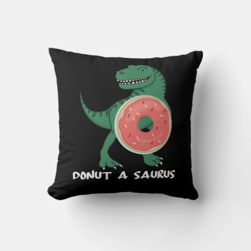 Donut Dinosaur Foodie Dino Lover Throw Pillow