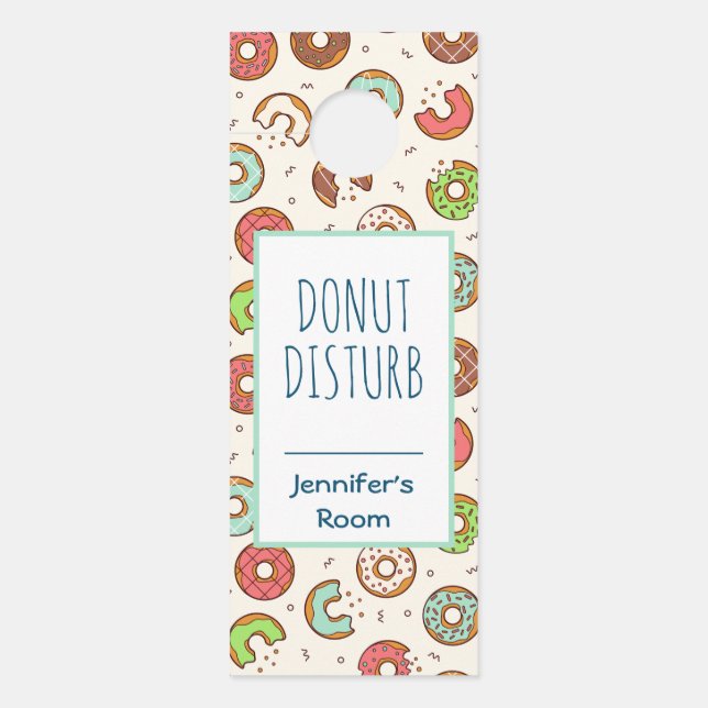 DoNut Disturb Funny Pun Donut Pattern Door Hanger (Front)