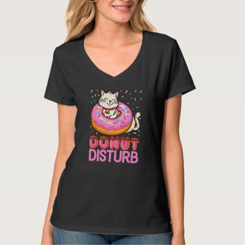 Donut Disturb Pun Jokes  Funny Doughnut Cat Donut  T_Shirt
