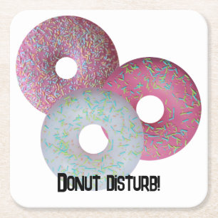 Donut disturb! square paper coaster