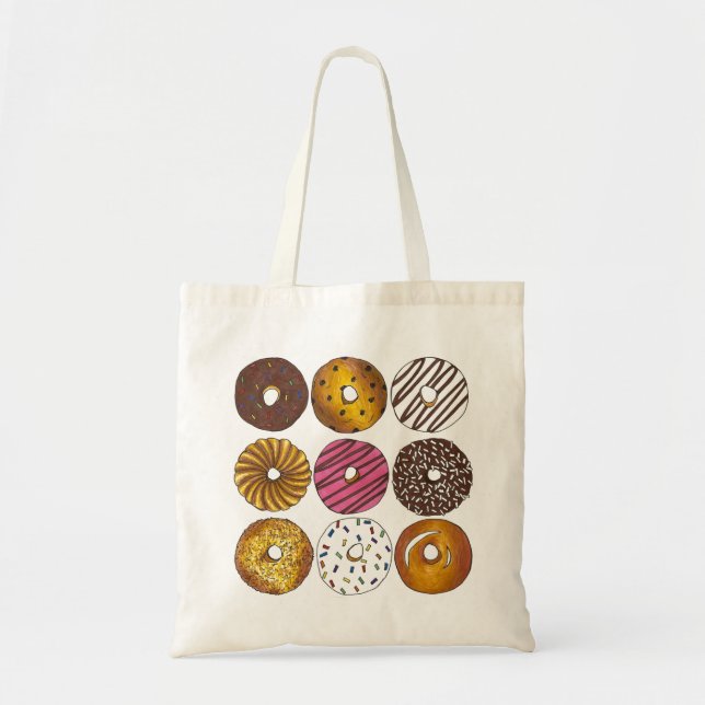 Donut Donuts Asst. Doughnuts Breakfast Food Tote Bag (Front)