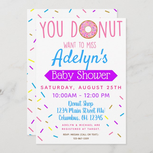 Donut, Doughnut Baby Shower Invite (Front/Back)