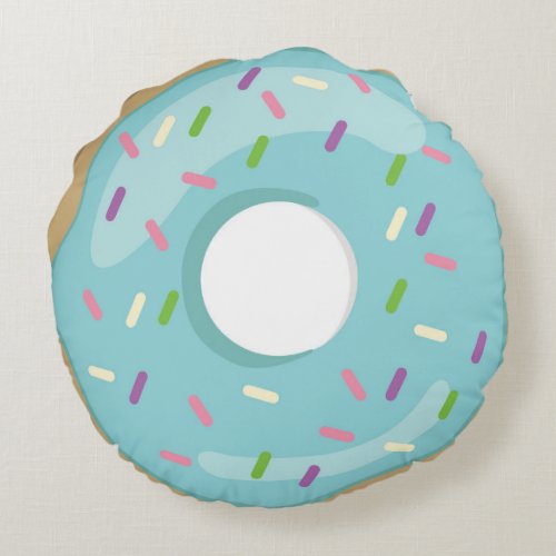 Donut Doughnut Double Sided Blue  Pink Round Pillow