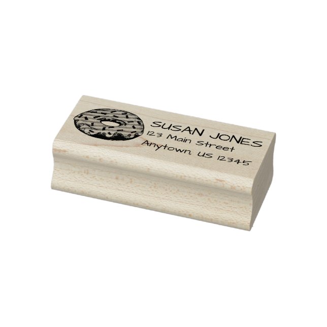 Donut Doughnut Food Sprinkles Address Personalised Rubber Stamp (Stamp)