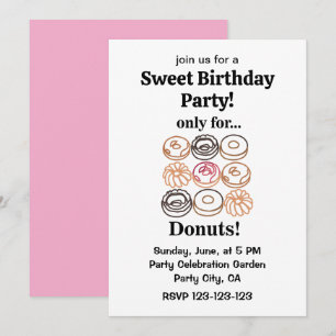 Donut Doughnut Funny Sweet Birthday  Invitation