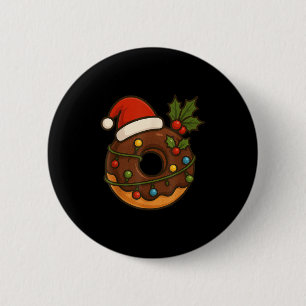Donut Doughnut Merry Xmas Santa Hat Christmas Boys Button
