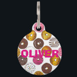 Donut Doughnut Personalized Breakfast Junk Food Pet Tag<br><div class="desc">Pet tag features an original marker illustration of an assortment of delicious donuts. Simply personalize with your pet's name and your contact information for a one-of-a-kind cat or dog tag. This illustration is also available on other products. Don't see what you're looking for? Need help with customization? Contact Rebecca to...</div>