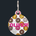 Donut Doughnut Personalized Breakfast Junk Food Pet Tag<br><div class="desc">Pet tag features an original marker illustration of an assortment of delicious donuts. Simply personalize with your pet's name and your contact information for a one-of-a-kind cat or dog tag. This illustration is also available on other products. Don't see what you're looking for? Need help with customization? Contact Rebecca to...</div>