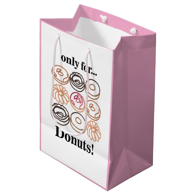 Donut Doughnut Sweet Funny Birthday  Medium Gift Bag (Front Angled)