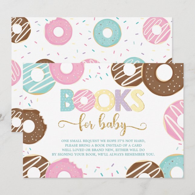 Donut Doughnuts Baby Shower Bring a Book Card (Front/Back)