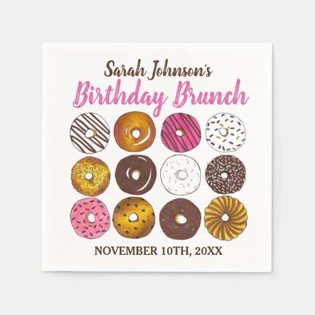 Donut Doughnuts Birthday Party Brunch Bake Sale Napkins (Front)