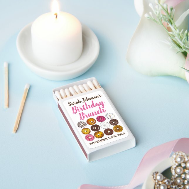 Donut Doughnuts Birthday Party Brunch Favor Matchboxes
