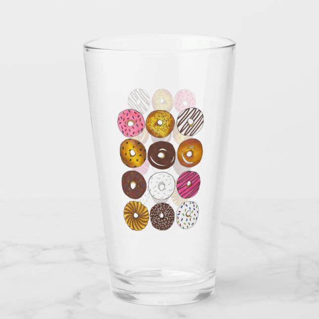 Donut Dozen Breakfast Food Pastries Doughnuts Glass (Back)