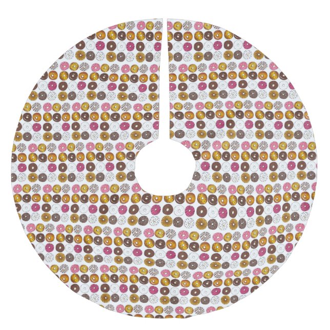 Donut Dozen Doughnuts Pastries Breakfast Brunch Brushed Polyester Tree Skirt (Front)