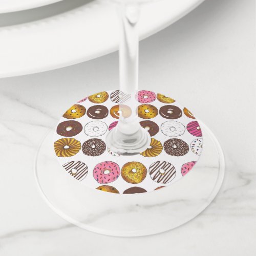 Donut Dozen Doughnuts Pastries Breakfast Brunch Wine Glass Tag