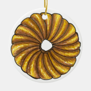 Donut Dozen French Twist Doughnut Pastry Ceramic Ornament