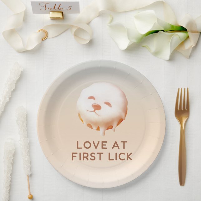 Donut Dream: Glazed Smile Pup  Paper Plates (Wedding)