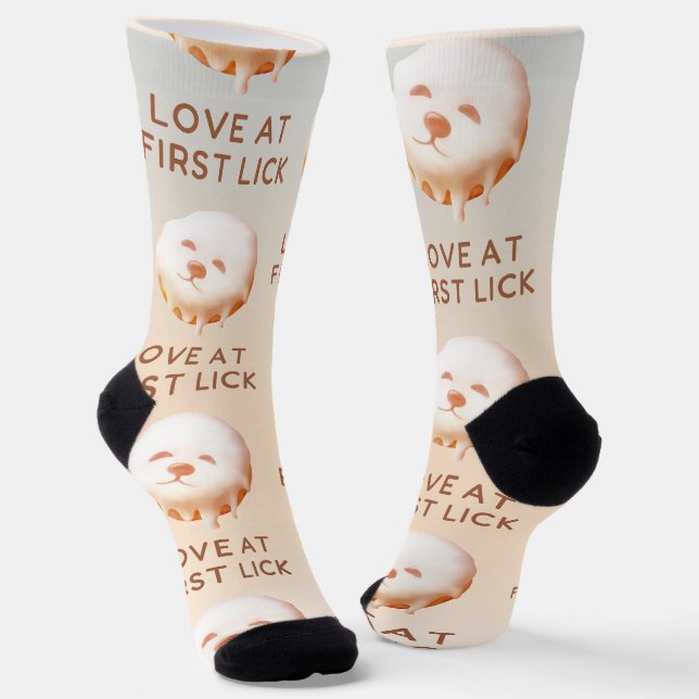 Donut Dream: Glazed Smile Pup  Socks (Angled)