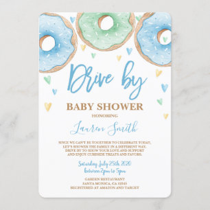 Donut Drive by Baby Shower boy Invitation