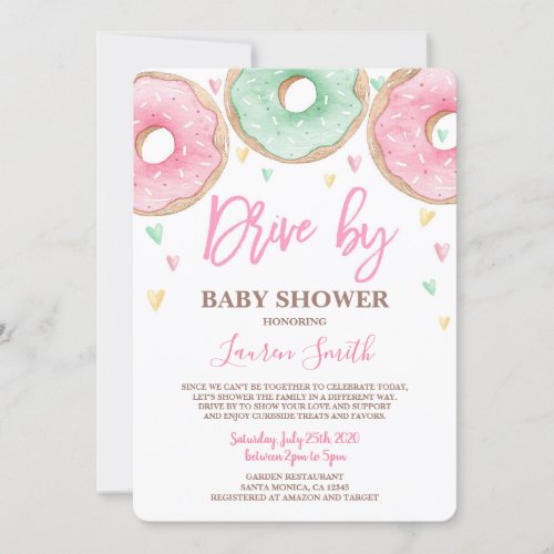 Donut Drive by Baby Shower girl Invitation