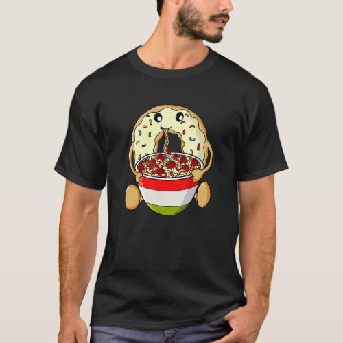 Donut Eating Spaghetti and Meatballs Funny Italian T_Shirt