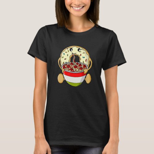 Donut Eating Spaghetti and Meatballs Funny Italian T_Shirt