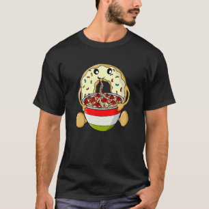 Donut Eating Spaghetti and Meatballs Funny Italian T-Shirt