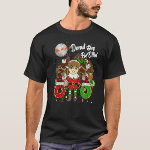 Donut Elf Christmas 80s Xmas Tree Santa Claus Ret T-Shirt