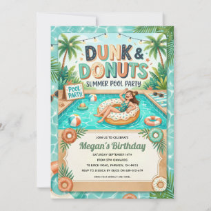 Donut end of summer pool party invitation