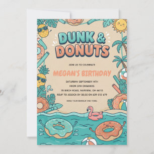 Donut end of summer pool party invitation