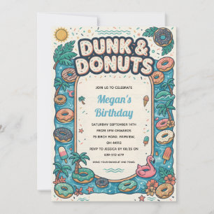 Donut end of summer pool party invitation
