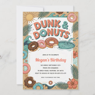 Donut end of summer pool party invitation