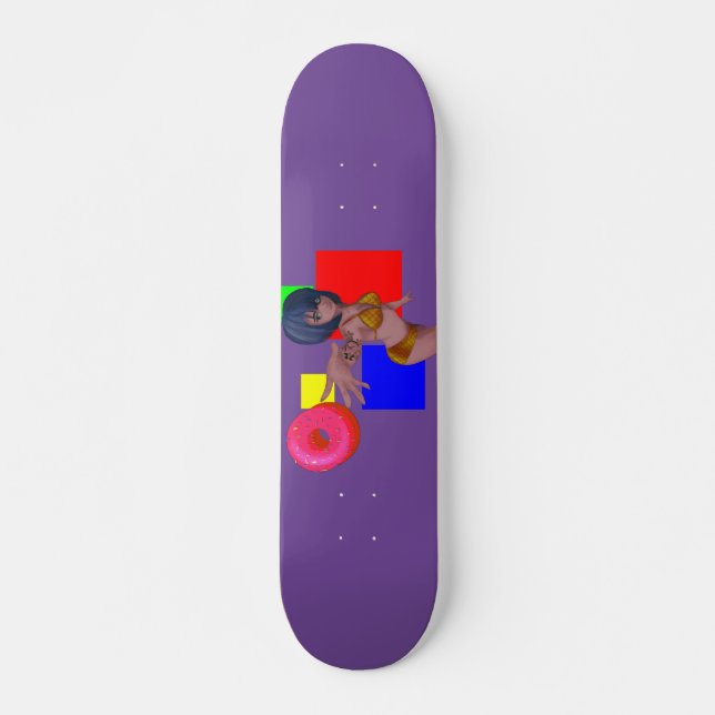 Donut + Female character pop art abstract Skateboard (Front)