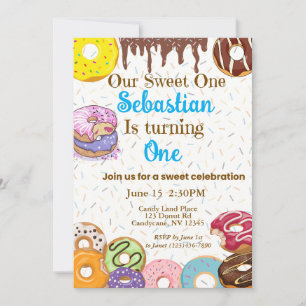 Donut First Birthday Invitation